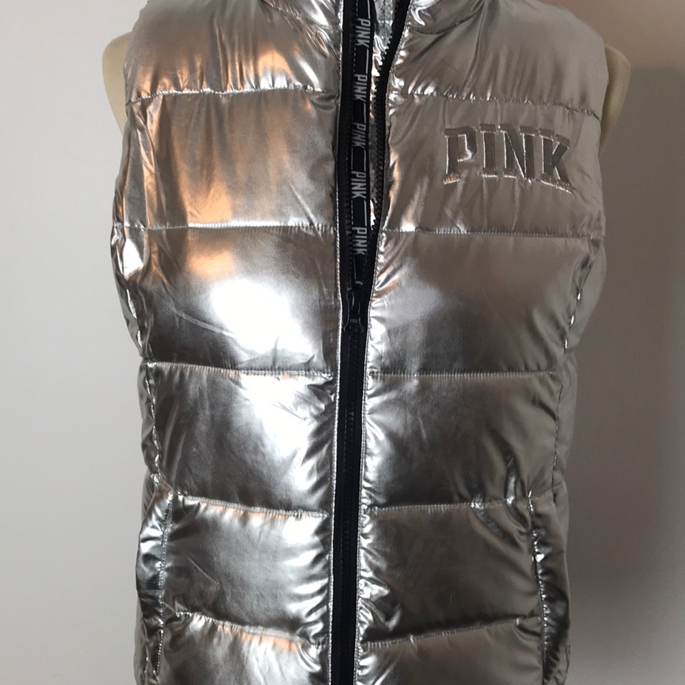 Pink Silver Puffy Vest XS NWOT - Picture 4 of 8